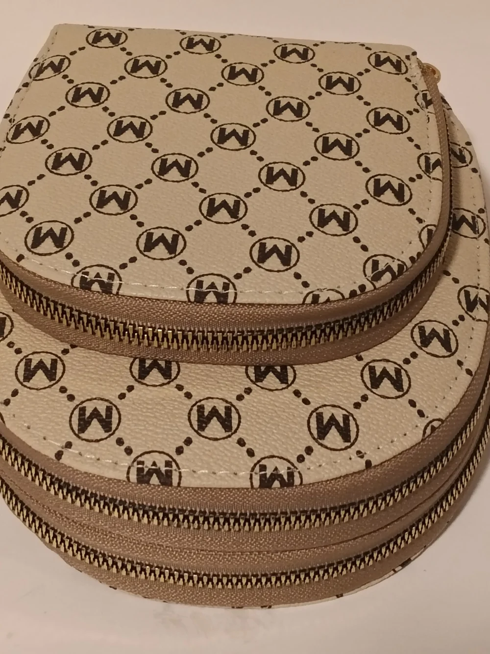 Mini Cream and Black Logo-Pattern Crossbody Bag, Essential Bags Brand New
